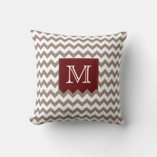 Brownish tan Zig Zag Pattern with deep red box Cushion