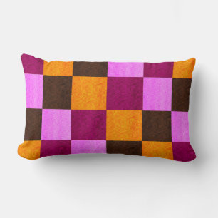 Browns And Purples Mosaic Checks Pattern, Lumbar Cushion