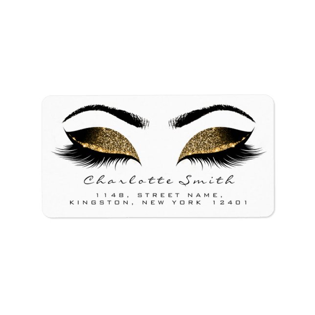 Browns Gold Makeup Lash Return Address Labels RSVP (Front)