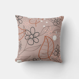 Browns of a Whimsical Flower Print Cushion