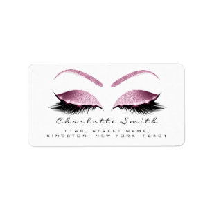 Browns Pink Makeup Lash Return Address Labels RSVP