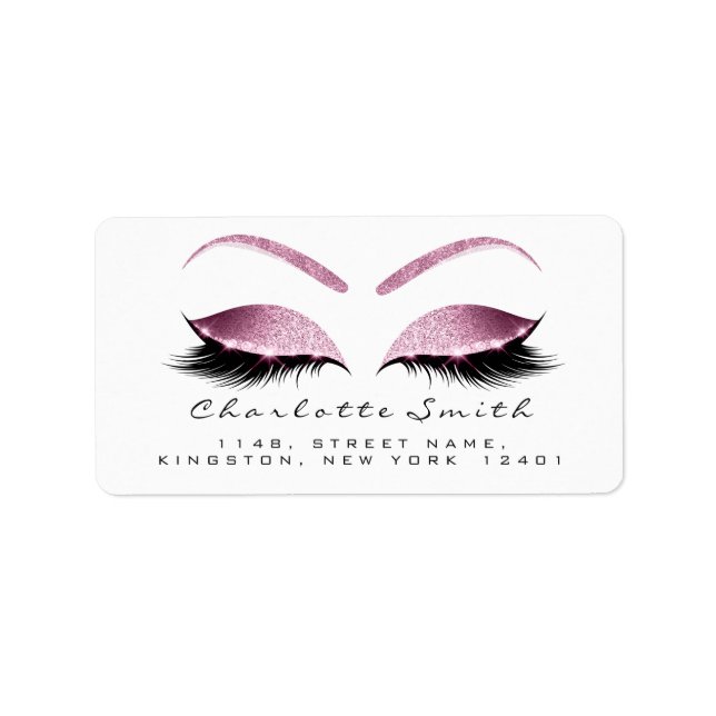Browns Pink Makeup Lash Return Address Labels RSVP (Front)