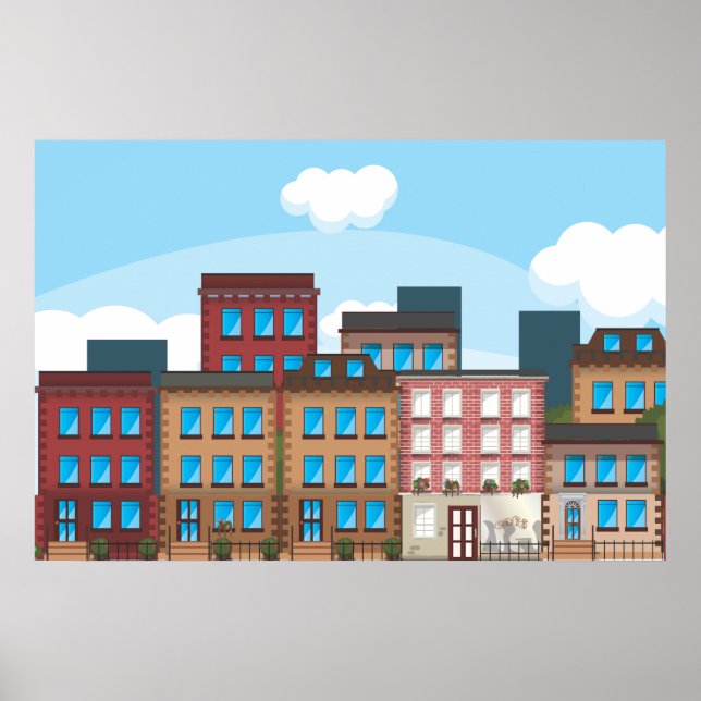 Brownstone Buildings Poster (Front)