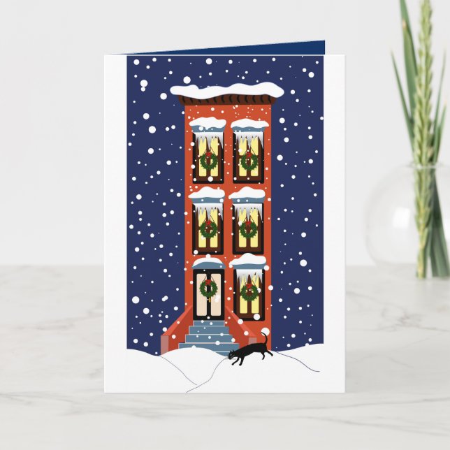 Brownstone Christmas Greeting Card (Front)