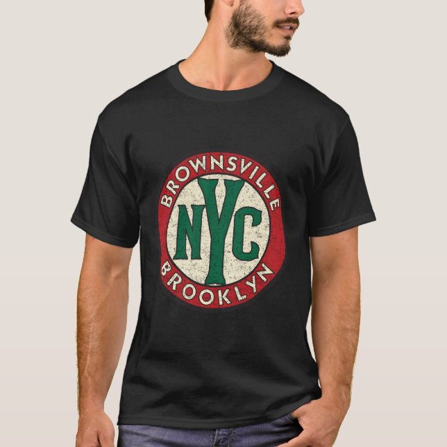 Brownsville Brooklyn Vintage Road Sign Distressed  T-Shirt (Front)