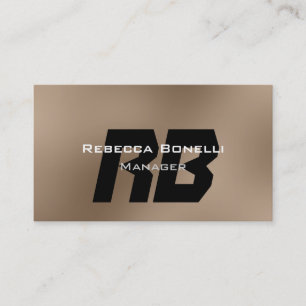 Browny Beige Black Monogram Manager Business Card