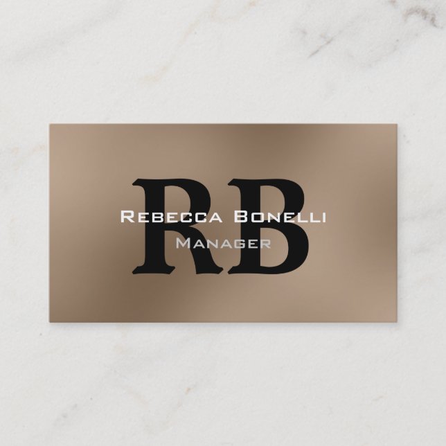 Browny Black White Monogram Manager Business Card (Front)