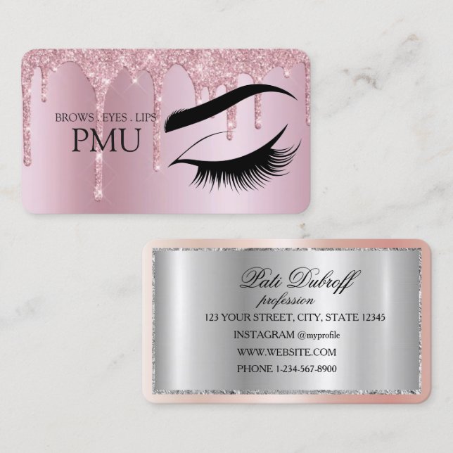 Brows Aftercare Blue PMU Microblading Henna Salon Business Card (Front/Back)
