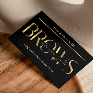 Brows Aftercare Instructions Glam Black & Gold PMU Business Card