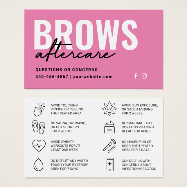  Brows Aftercare PMU Brow Instructions Card (Front & Back)
