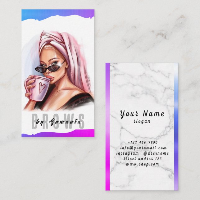 Brows Aftercare PMU Microblading Henna Salon Business Card (Front/Back)