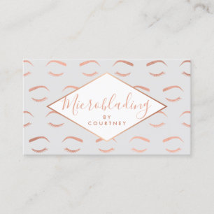 Brows and Lashes Microblading Grey/Rose Gold Business Card