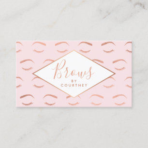 Brows and Lashes Pattern Pink/Rose Gold Business Card