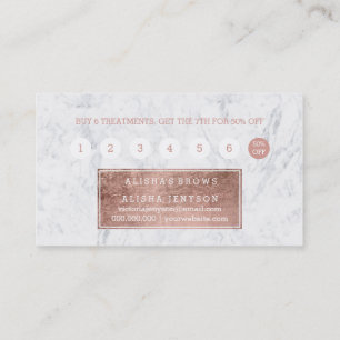 Brows faux rose gold typography marble loyalty 2 card