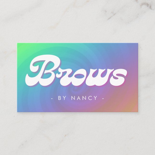 Brows Groovy Retro Rainbow Swirl Pattern  Business Card (Front)