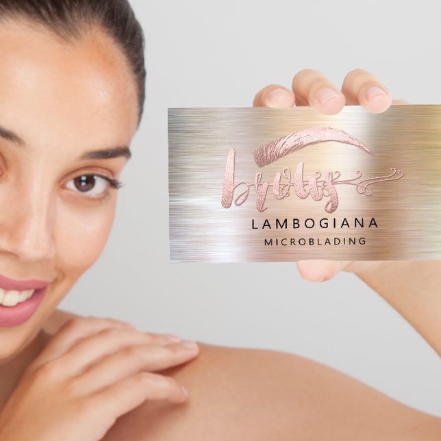 Brows Logo Microblade Social Media Rose Brush Business Card (Creator Uploaded)