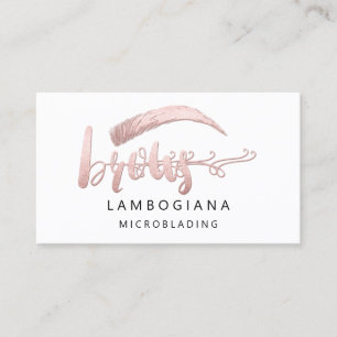 Brows Logo Microblade Social Media White Rose Busi Business Card
