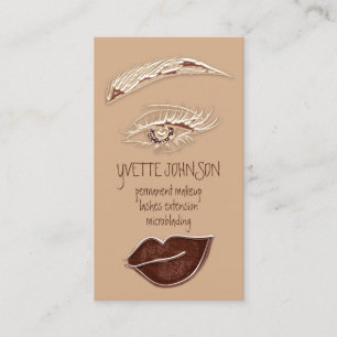 Brows Makeup Logo QRCode Logo Brown Gold Eyelash Business Card