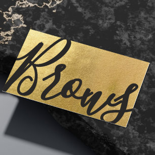 Brows Microblading Beauty Salon Gold Brown Modern Business Card