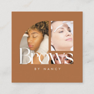 Brows Photo Collage Terracotta  Square Business Card