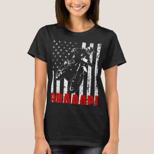 Brraaap Dirt Bike American Flag Motocross Biker 4t T-Shirt