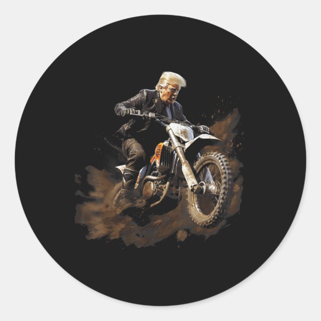 Brraaap Funny Dirt Bike Motocross For Riders Classic Round Sticker (Front)