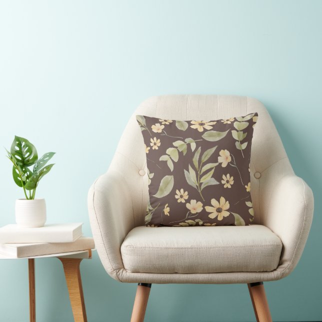 Brrown Whimsy Retro Floral  Cushion (Chair)