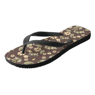 Brrown Whimsy Retro Floral Jandals