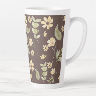 Brrown Whimsy Retro Floral Latte Mug