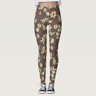 Brrown Whimsy Retro Floral Leggings