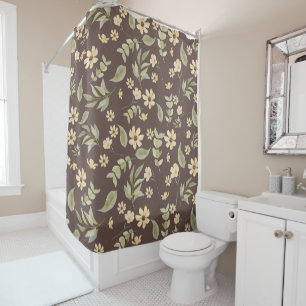 Brrown Whimsy Retro Floral Shower Curtain
