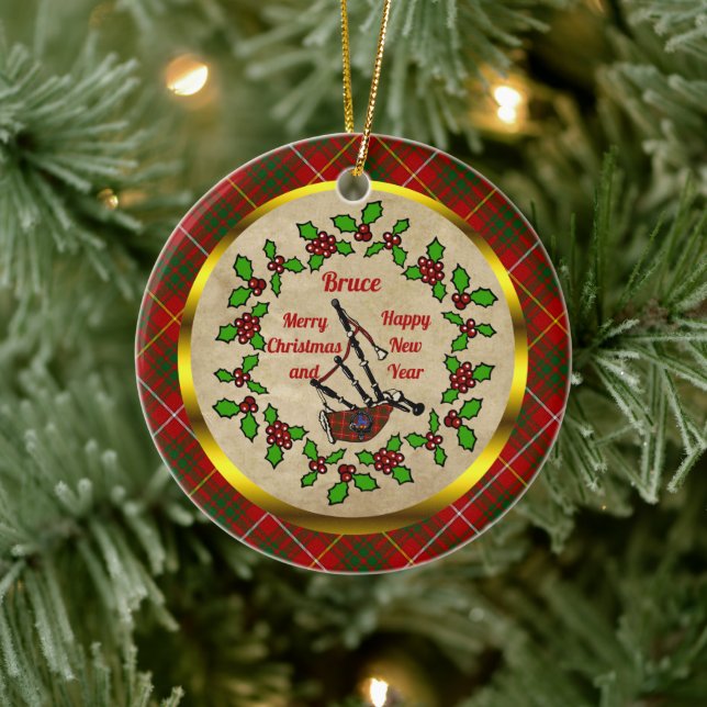 Bruce Bagpipe Christmas Ceramic Tree Decoration (Tree)