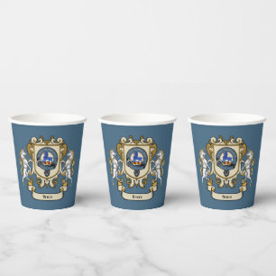 Bruce Clan Badge Blue Personalised Paper Cups