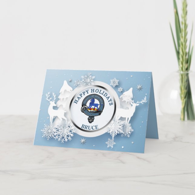 Bruce Clan Badge Happy Holidays Card (Front)