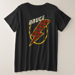Bruce Clan Badge & Lightning Bolt Tartan T-Shirt Plus Size T-Shirt