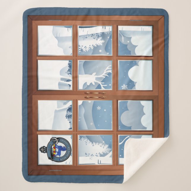 Bruce Clan Badge Winter Scene Medium Sherpa Blanket (Front)