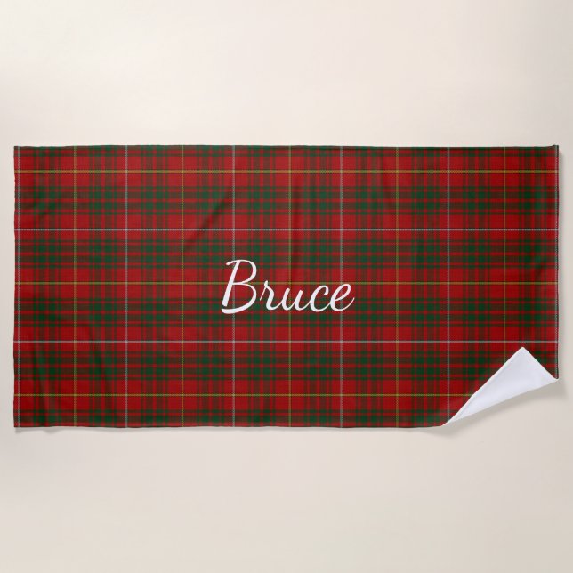 Bruce Clan Tartan Plaid Beach Towel (Front)