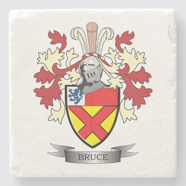Bruce Family Crest Coat of Arms Stone Coaster (Front)
