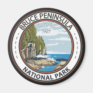 Bruce Peninsula National Park Canada Vintage Badge Magnet