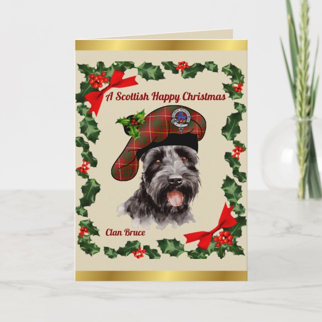 Bruce Scottie Dog Personalised Xmas Card (Front)