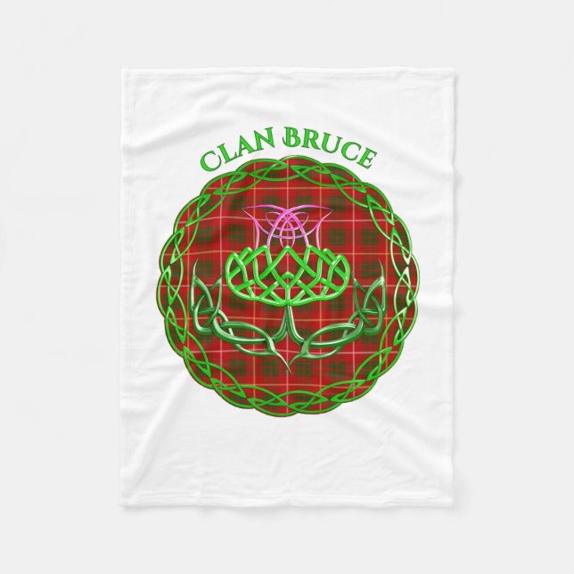 Bruce Scottish Tartan Celtic Thistle Fleece Blanket (Front)