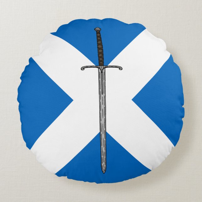 Bruce Sword on Saltire Round Cushion (Front)