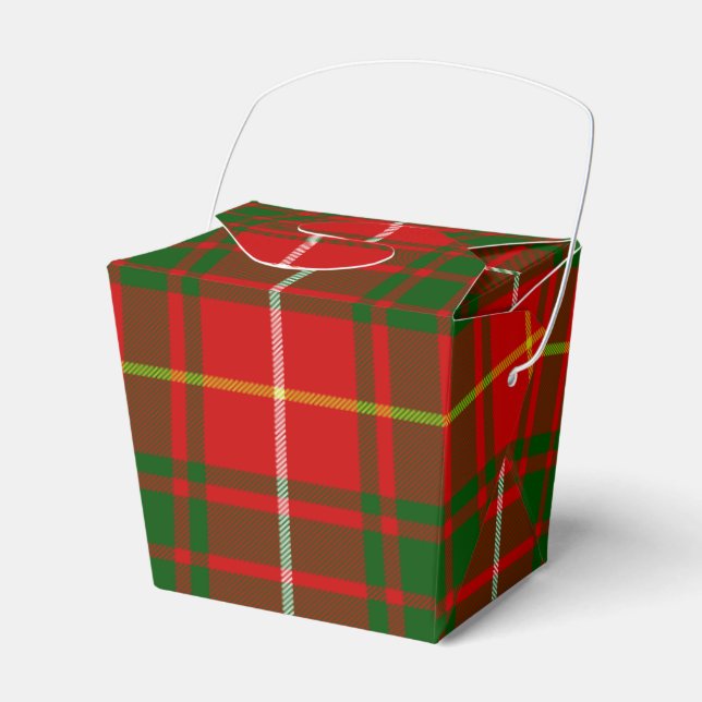 Bruce tartan red green plaid favour box (Front Side)