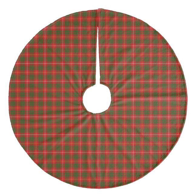 Bruce tartan red green plaid fleece tree skirt (Front)