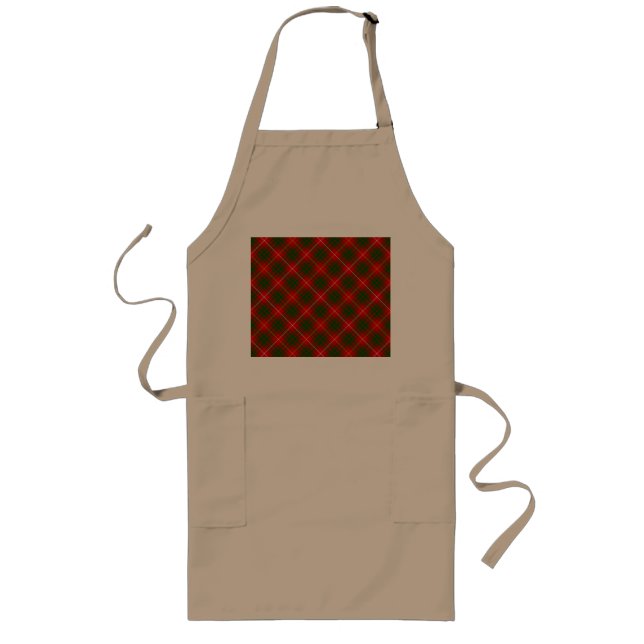 Bruce tartan red green plaid long apron (Front)
