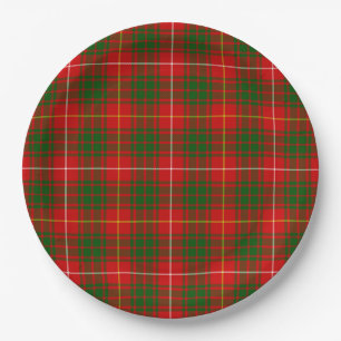 Bruce tartan red green plaid paper plate