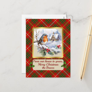 Bruce Tartan w/Robin Personalised   Holiday Postcard