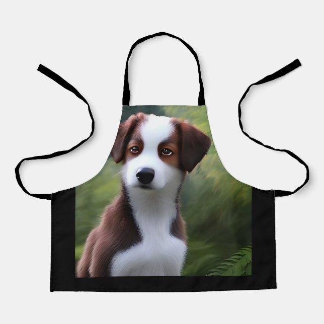 Bruce The Border Collie Puppy, Apron (Front)