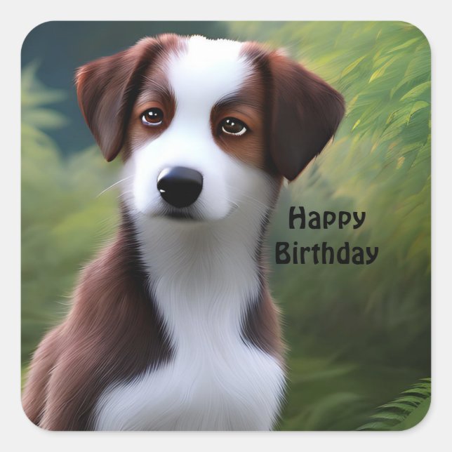 Bruce The Border Collie Puppy, Birthday Stickers (Front)