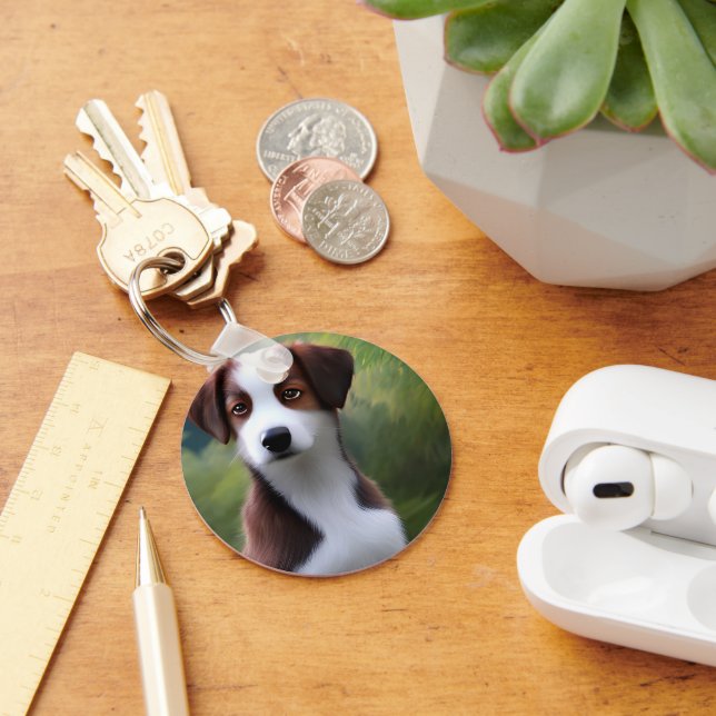 Bruce The Border Collie Puppy, Keyring (Desk)